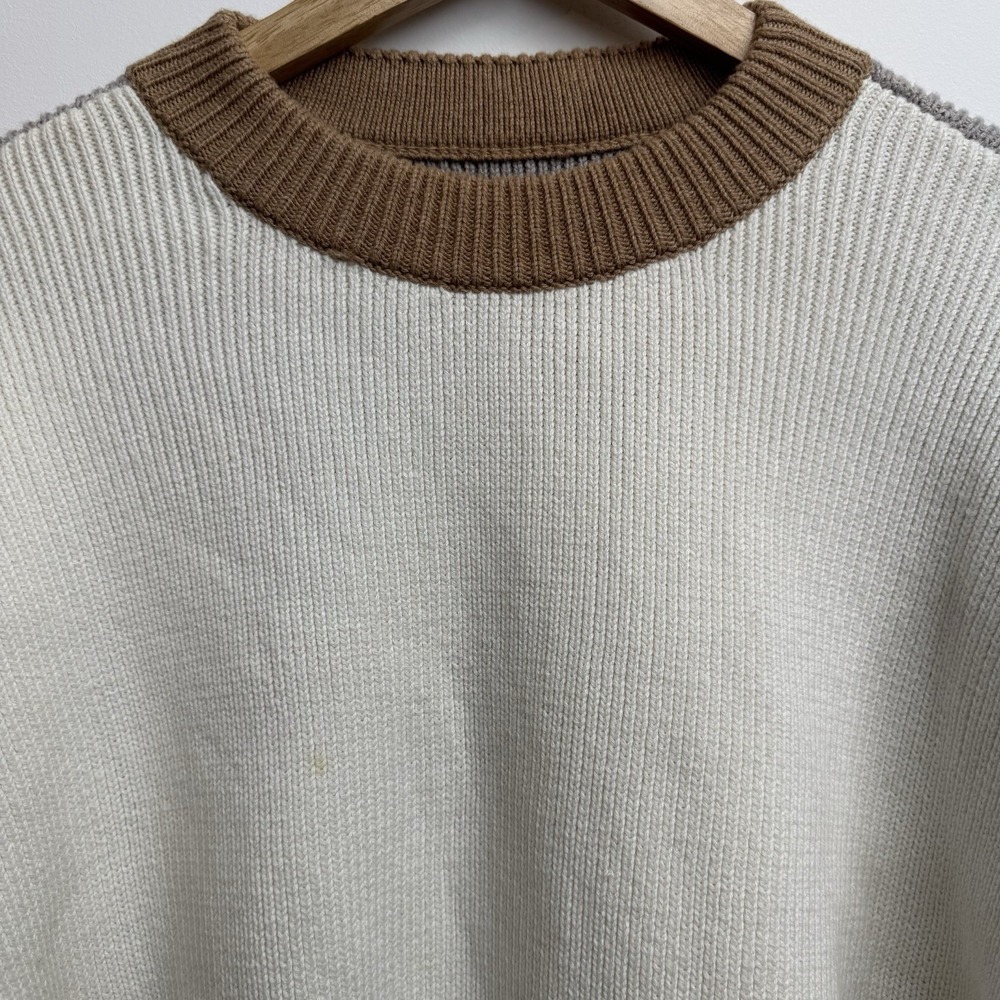 Abercrombie & Fitch Women's Knit Y2K Sweater Medium Colorblock Brown Pullover - Picture 2 of 11